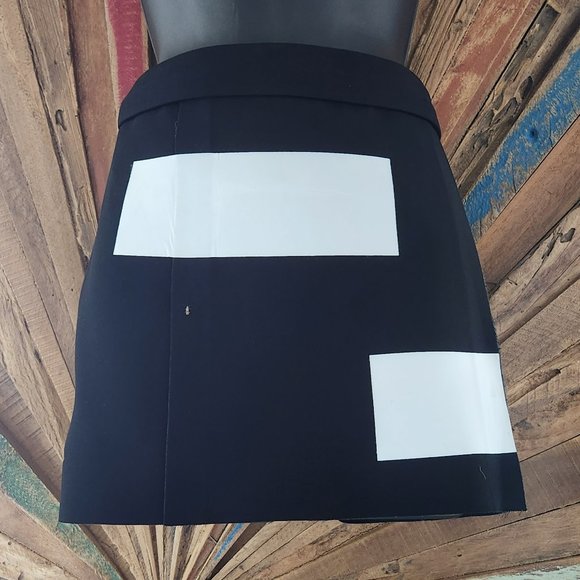 Kenzo open waist detail black/white mini skirt/peplum Sz 38 Made in France - Picture 2 of 9